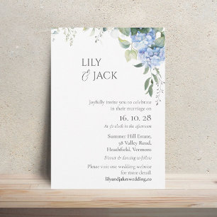 No Photo Hydrangea Wedding Invitation Flat Card