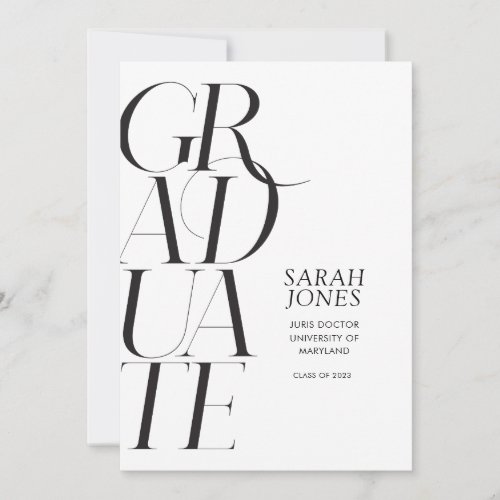 No Photo Minimalist Graduation  Invitation