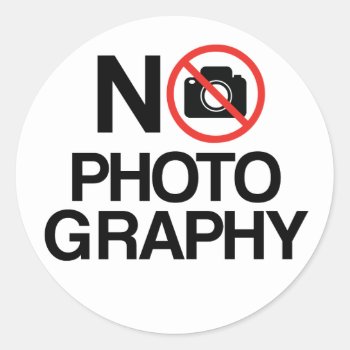 No Photography Classic Round Sticker by wheresmymojo at Zazzle