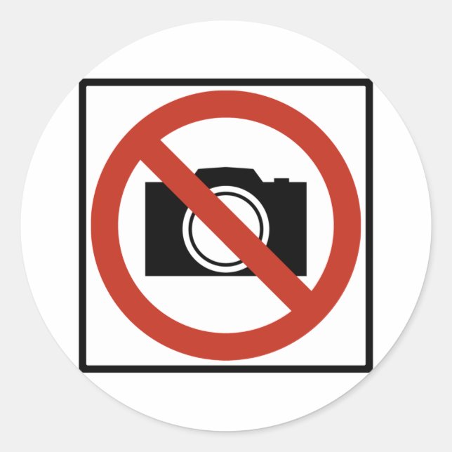 No Photography Highway Sign Classic Round Sticker (Front)
