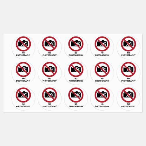 No Photography Prohibition Sign Labels