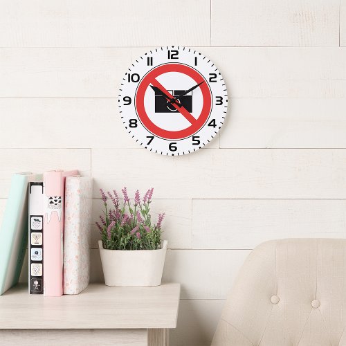 No Photography Sign Large Clock