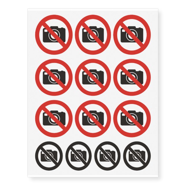 No Photos Allowed Temporary Tattoos (Front)