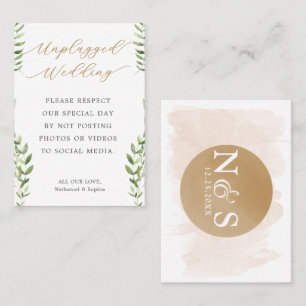 No Photos on Social Media Unplugged Wedding Place Card