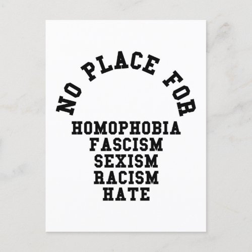 No Place For Homophobia Quote Postcard