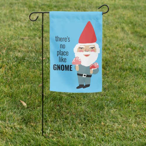 NO PLACE LIKE GNOME Cute Mushrooms Elf Colorful  Garden Flag