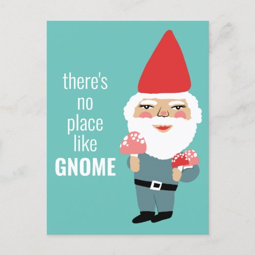 NO PLACE LIKE GNOME Cute Mushrooms Elf Colorful  Postcard