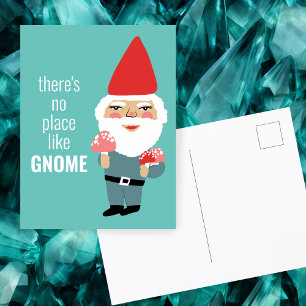 NO PLACE LIKE GNOME Cute Mushrooms Elf Colorful Postcard