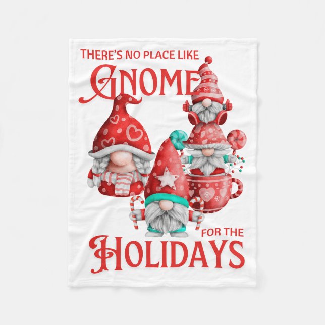 No Place Like Gnome Fleece Blanket (Front)