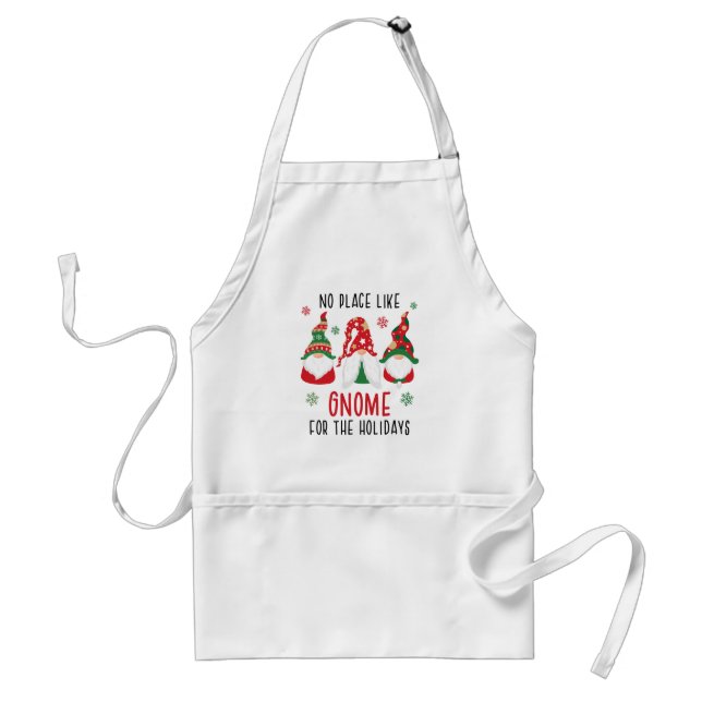 No Place Like Gnome For The Holidays Christmas Adult Apron (Front)