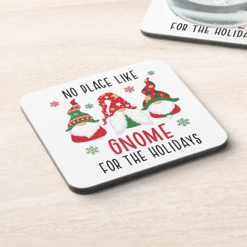 No Place Like Gnome For The Holidays Christmas Beverage Coaster