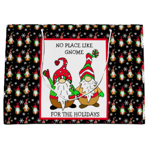 No Place like Gnome for the Holidays Christmas Large Gift Bag