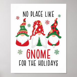 No Place Like Gnome For The Holidays Christmas Poster