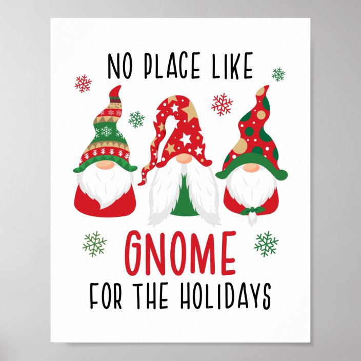 No Place Like Gnome For The Holidays Christmas Poster | Zazzle.com