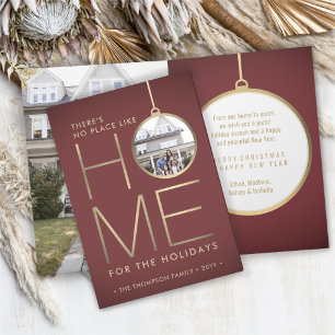 No Place Like Home 2 Photo Christmas Red Folded Holiday Card