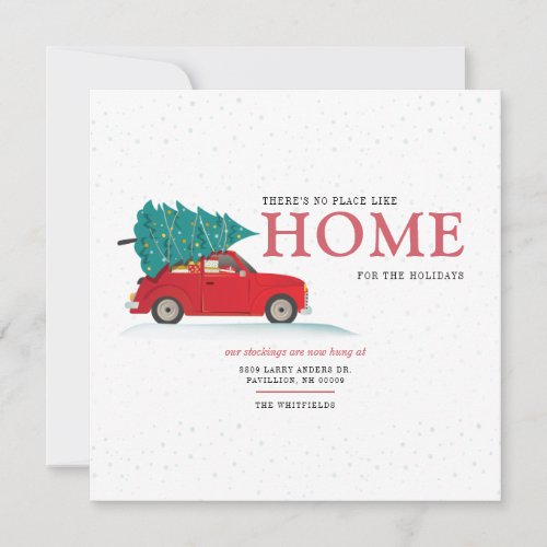 No Place Like Home Christmas Moving Address Holiday Card