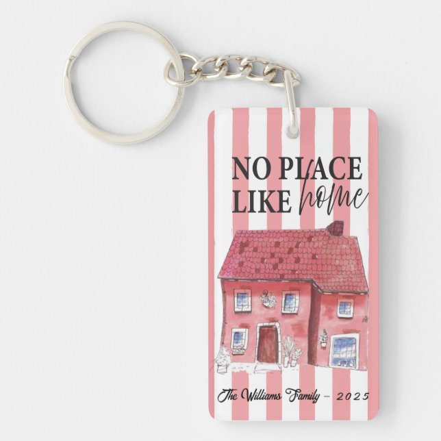 No Place Like Home Wonky House Acrylic Keychain (Front)