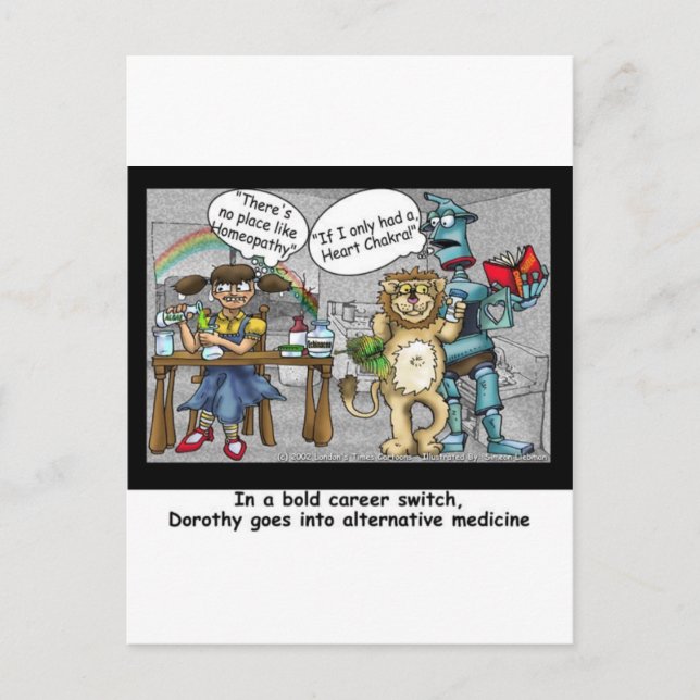 No Place Like Homeopathy Funny Cartoon Gifts & Tee Postcard (Front)