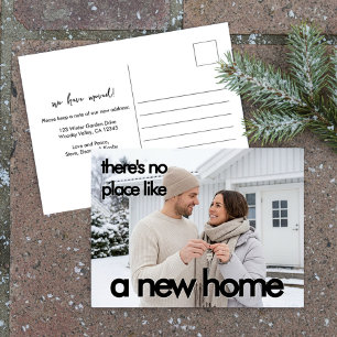 No Place Like New Home Bold Typography Photo Postcard
