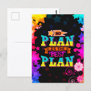 No plan is the best plan colourful stars postcard