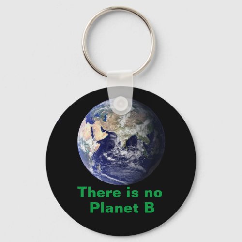 No Planet B Button Keychain