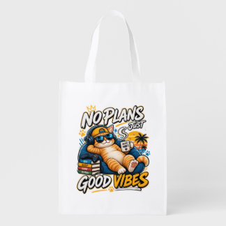 No plans just good vibes T-Shirt Grocery Bag