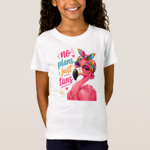 No Plans Just Tans - Sassy Flamingo with Sunglass T-Shirt