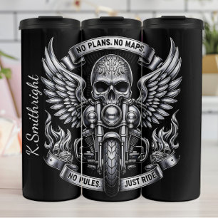 No Plans No Maps No Rules Just Ride Emblem Thermal Tumbler