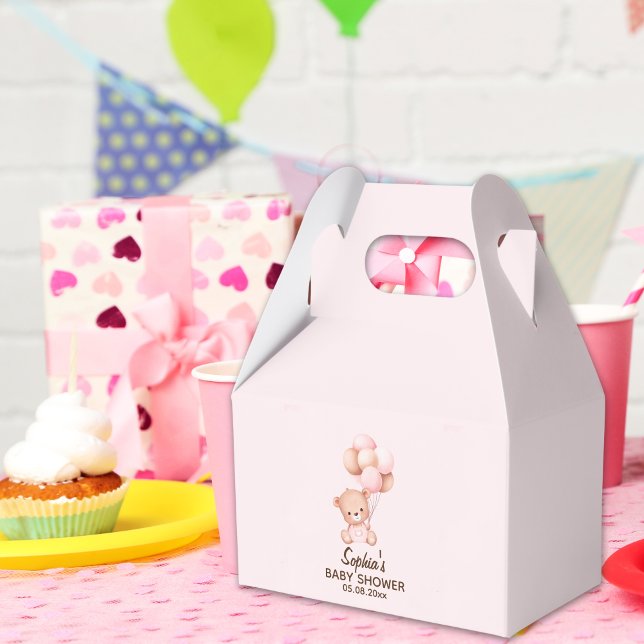 No podemos esperar mas Lindo oso Rosa Baby shower Favor Boxes (Creator Uploaded)
