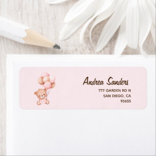 No podemos esperar mas Lindo oso Rosa Baby shower Label