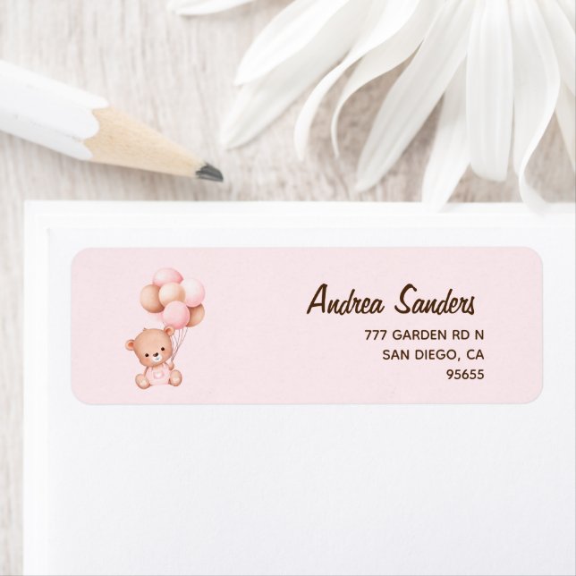 No podemos esperar mas Lindo oso Rosa Baby shower Label (Insitu)