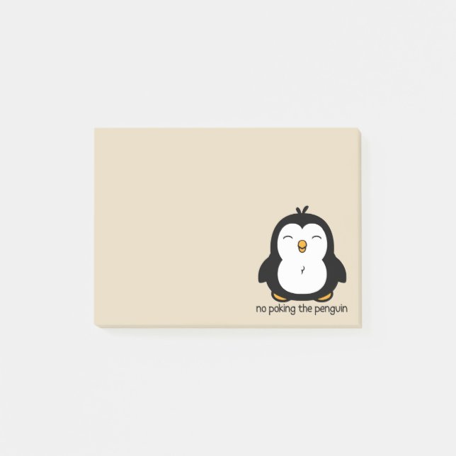 No Poking The Penguin Beige Post-it Notes (Front)