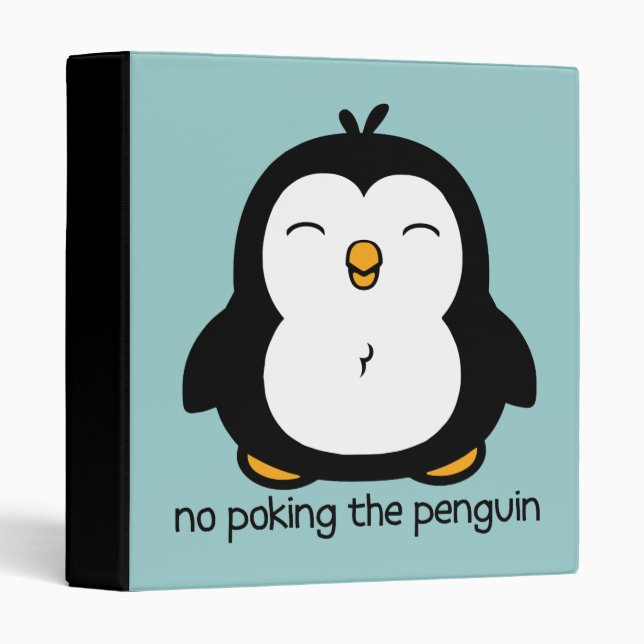 No Poking The Penguin Blue 3 Ring Binder (Front/Spine)