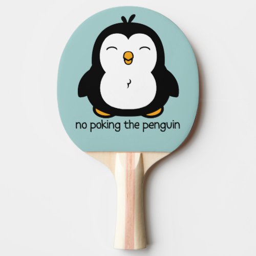 No Poking The Penguin Blue Ping Pong Paddle