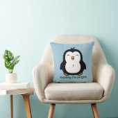 No Poking The Penguin Blue Throw Pillow (Chair)