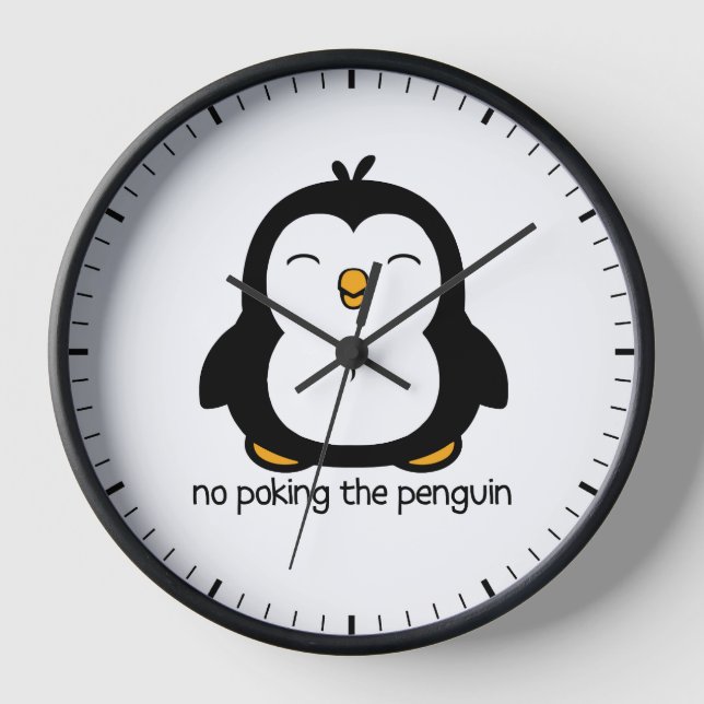 No Poking The Penguin Cute Clock (Front)
