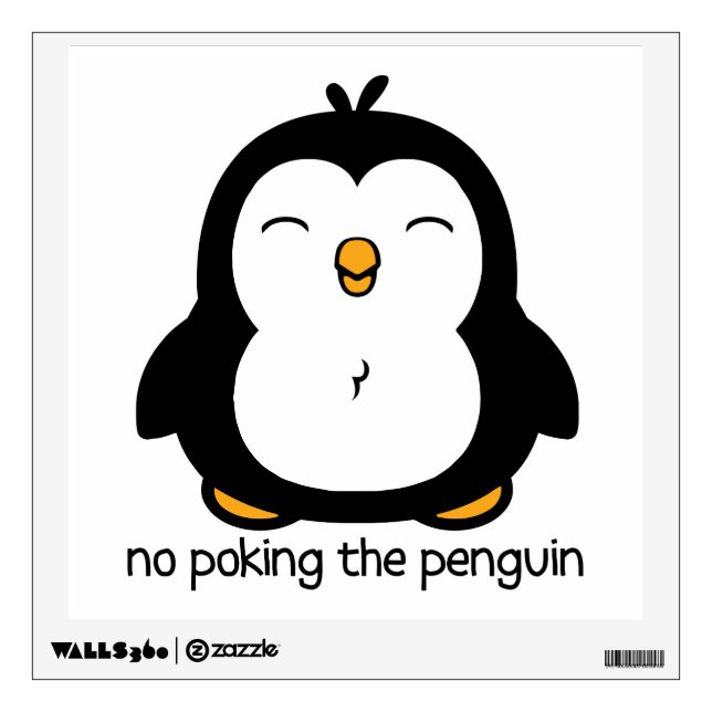 No Poking The Penguin Drawing Wall Decal (Front)
