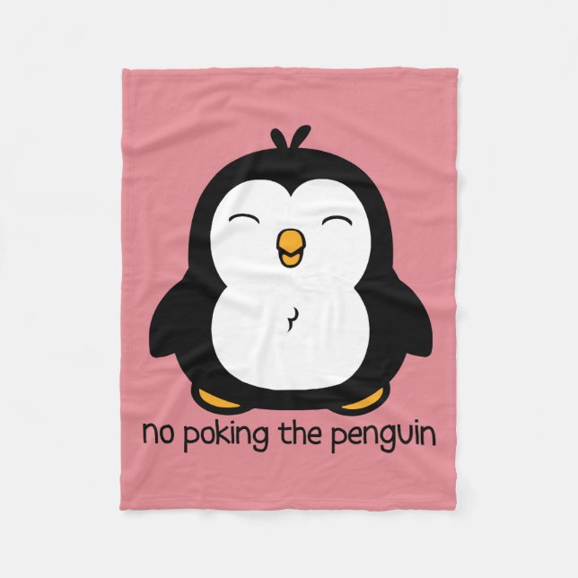 No Poking The Penguin Fleece Blanket (Front)