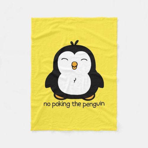 No Poking The Penguin Orange Fleece Blanket