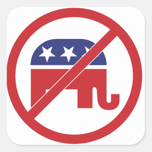 No Politics Republican Elephant Square Sticker