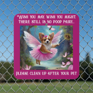 No Poop Fairy Funny Scoop Your Dog Poop Dog Fairy Metal Sign