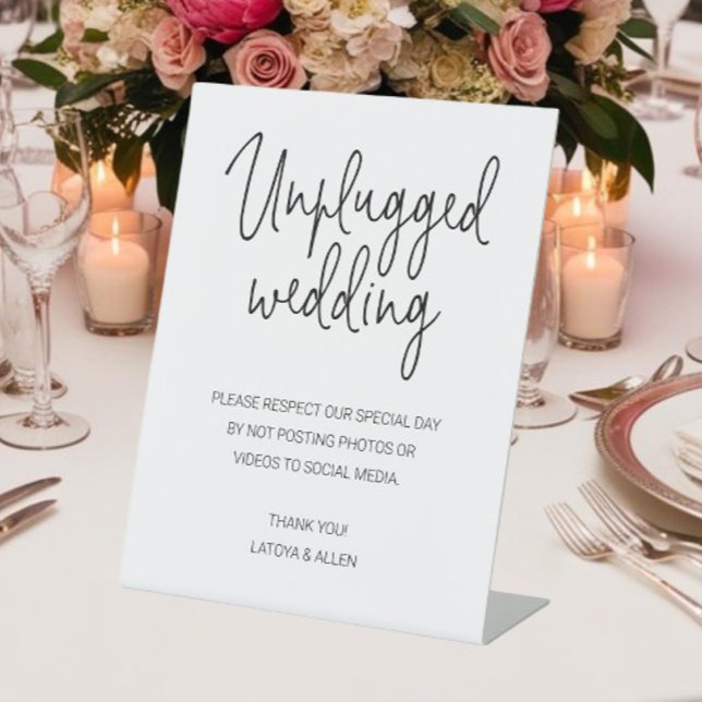 No Posting Photos Or Videos Unplugged Wedding Pedestal Sign (Creator Uploaded)