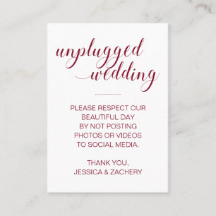 No Posting To Social Media Burgundy Wedding Place Card