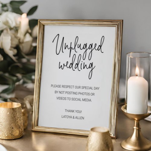 No Posting To Social Media Unplugged Wedding Poster