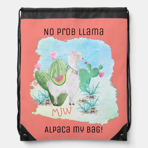 No Prob Llama Alpaca My Bag Cute Monogrammed Girls