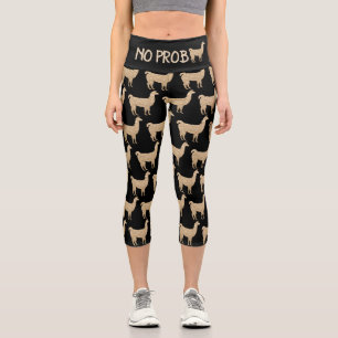 No Prob Llama Champagne gold glitter Sparkles Capri Leggings