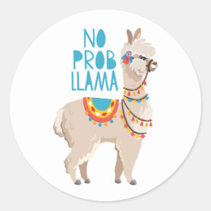 No Prob Llama Classic Round Sticker