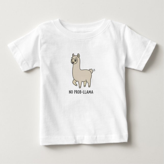 "No Prob-Llama" Cute Doodle - Chill Vibes! Baby T-Shirt (Front)
