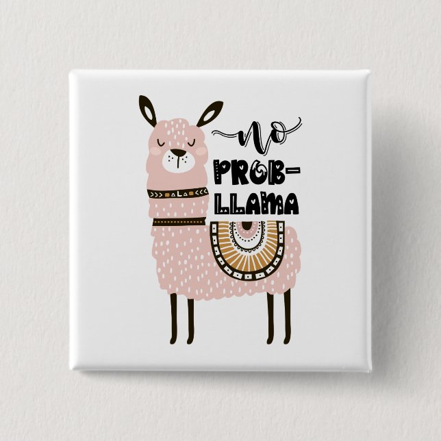 No Prob-Llama Cute Funny Button (Front)