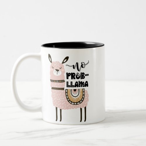 No Prob_Llama Cute Funny Two_Tone Coffee Mug